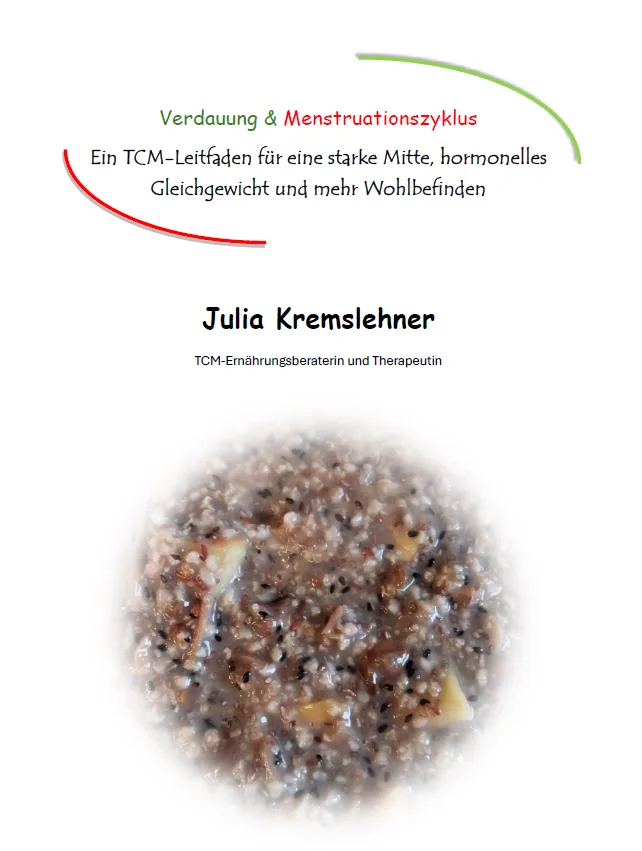 TCM eBook Verdauung & Menstruationszyklus als Coverbild mit Fokus auf starke Mitte und hormonelles Gleichgewicht.